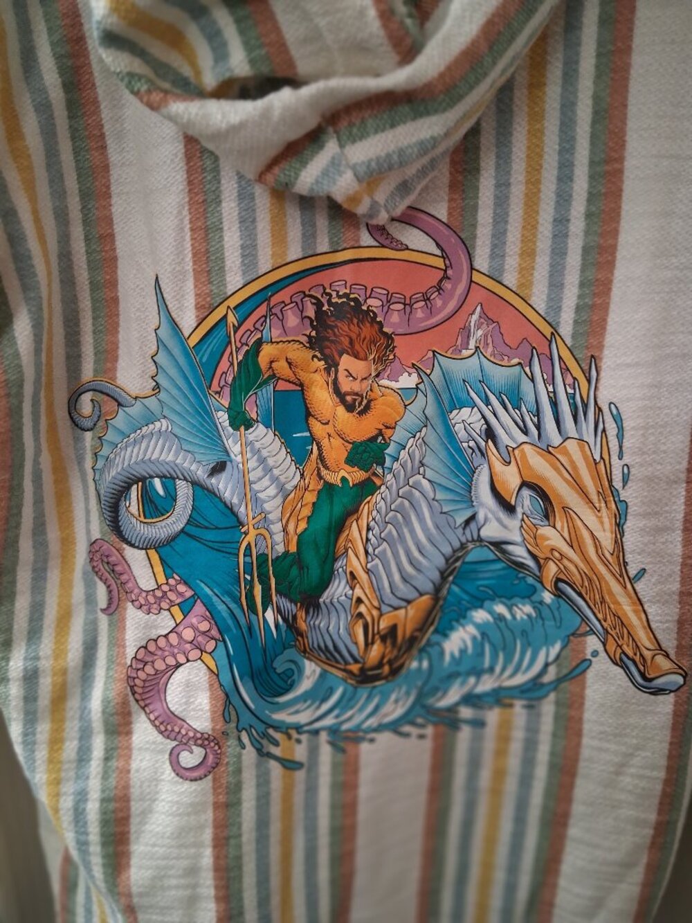 Aquaman and the Lost Kingdom Striped Baja Poncho Hoodie SZ SM